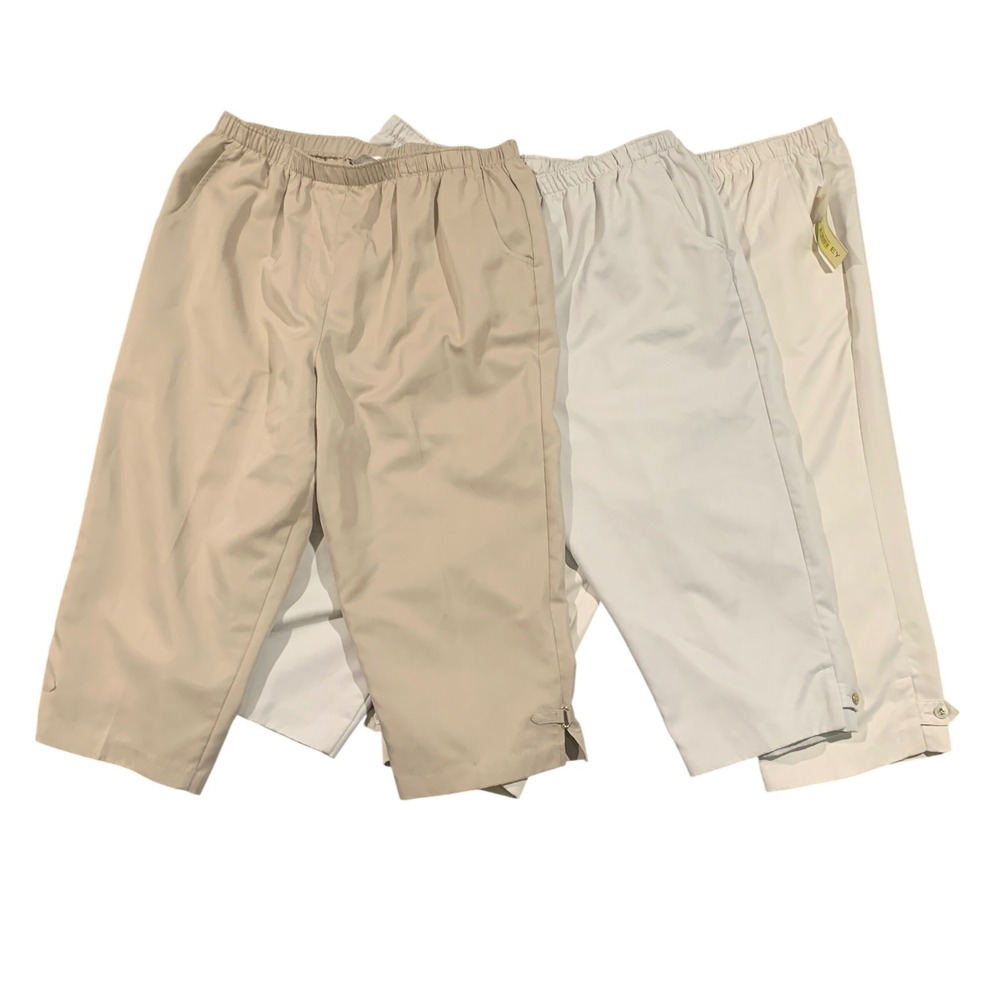 Allison‎ Daley Womens Beige Elastic Waist Cropped Pants Size 16 NWT 80252